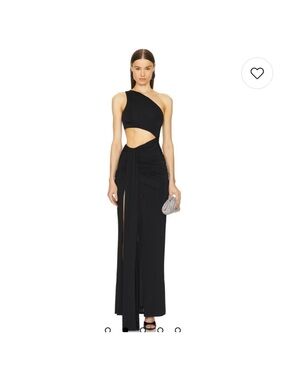 Michael Costello Lilith Black One-Shoulder Cutout Maxi Dress